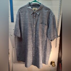 St. John’s Bay 30% Linen Classic Fit XXL Blue Business Casual Shirt Office Event
